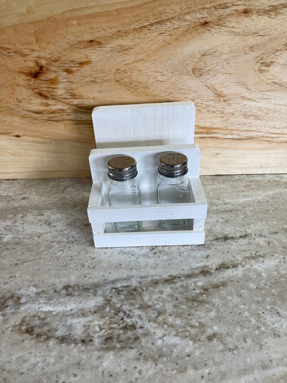 Handcrafted Farmhouse Salt & Pepper Shaker & Napkin Holder – Solid Wood