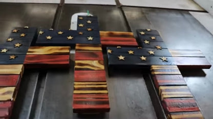 Handmade Wooden American Flag Cross – Rustic Wall Decor