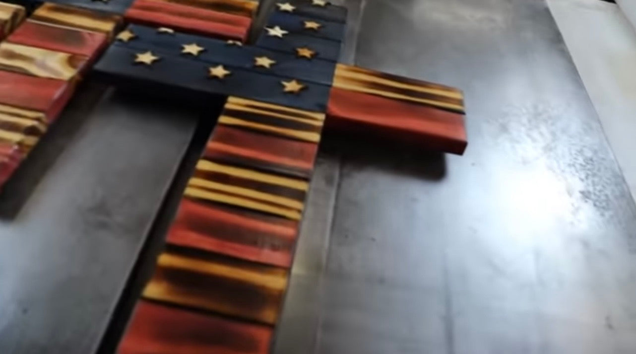 Handmade Wooden American Flag Cross – Rustic Wall Decor
