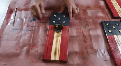 Handmade Wooden American Flag Bottle Opener – Pine